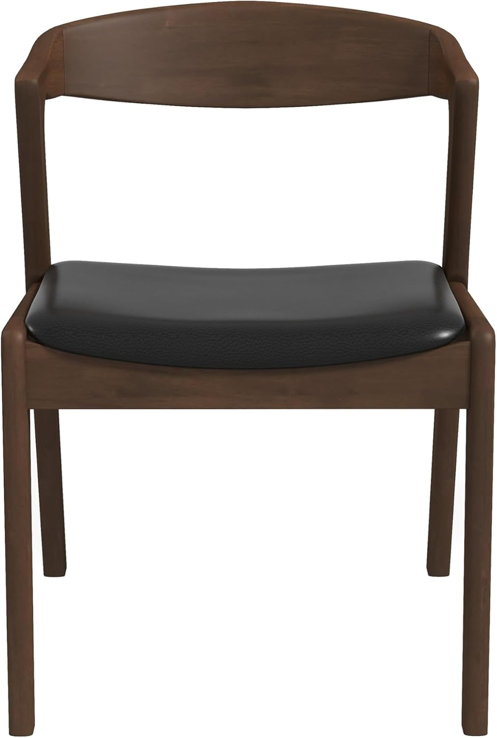 Solid Wood Black Leather Dining Chair Set of 2,for the Kitchen