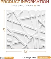 Vista 5 de 33 Pack 3D Wall Panels for Interior Wall Decor, 12''x12'' White Accent Textured Wall Panels, Wall Covering Panles for Living Room, Gaming Room, TV