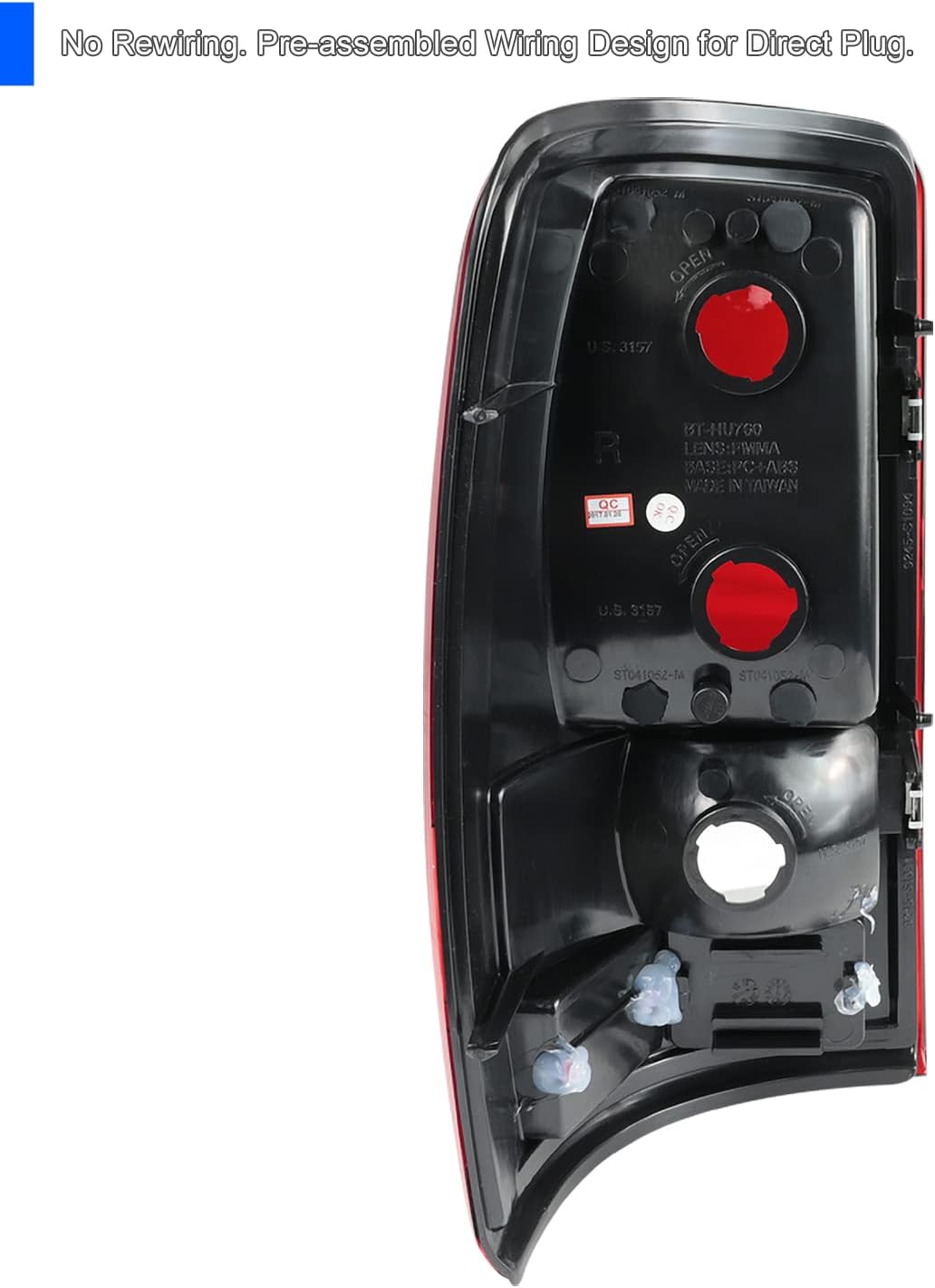 SPEC-D TUNING Red Clear Lens Tail Lights Compatible with 2000-2006 Chevy Tahoe Suburban 1500/2500, GMC Yukon/Yukon XL, Left + Right Pair Assembly