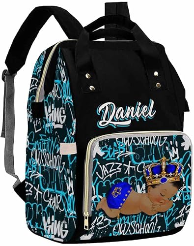 Artsadd Bolsa de pañales con nombre personalizado, mochila de bebé de gran capacidad para papá y mamá, patrón 13