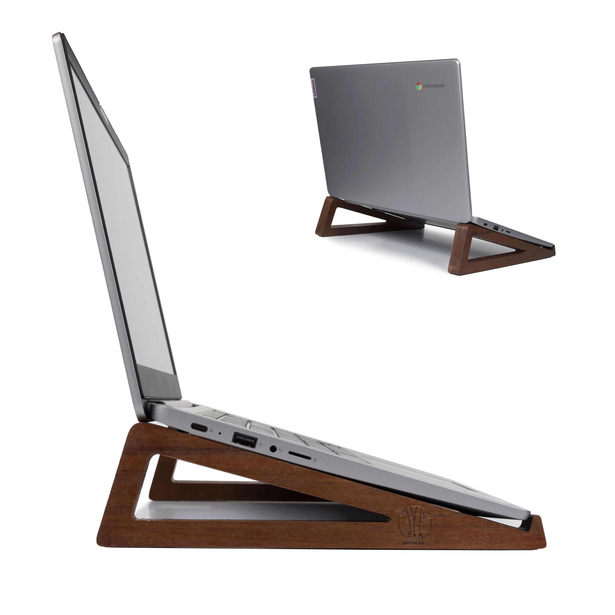 S&A WOODCRAFT Wooden Laptop Stand, Portable Desk Laptop Holder for
