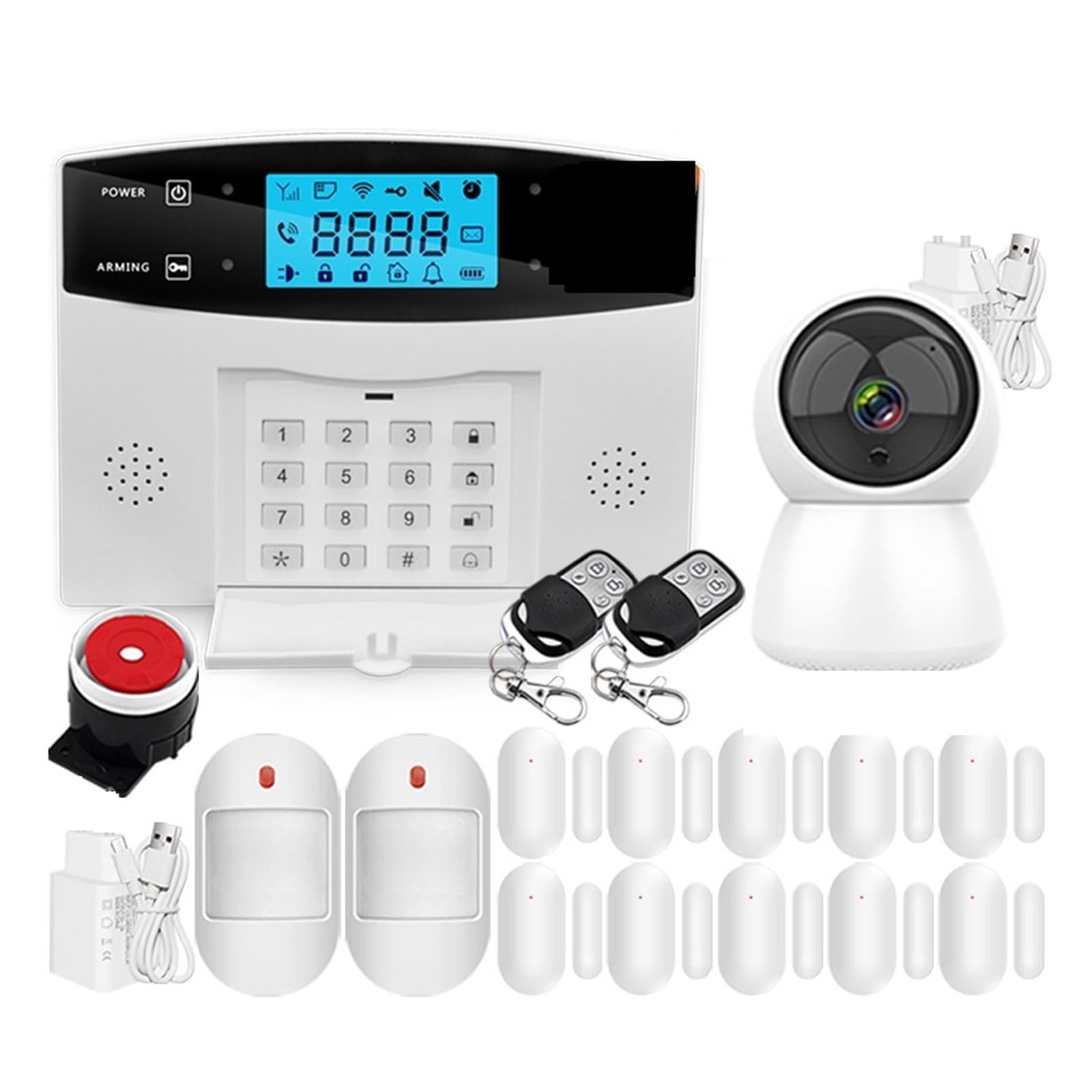 App Control Smart WiFi gsm Sistema de Alarma de Seguridad for el hogar Pantalla LED Sensor de Puerta inalámbrico Detector PIR(I)