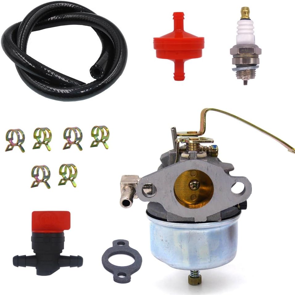 Compatible with 631921 Carburetor for Tecumseh 632284 631070A 631245 631820 H25 H30 H35 Engine Motor Chipper Shredder Tiller Craftsman Generator with Spark Plugr Fuel Line Shut Off Valve