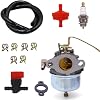 NIMTEK 631921 Carburetor for Tecumseh 632284 631070A 631245 631820 H25 H30 H35 Engine Motor Chipper Shredder Tiller Craftsman Generator with Spark Plugr Fuel Line Shut Off Valve