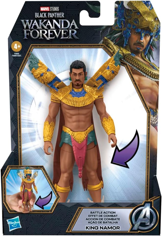 Marvel Studios' Black Panther Wakanda Forever Battle Action King Namor, 6-Inch Action Figure, Toy for Kids Ages 4 and Up