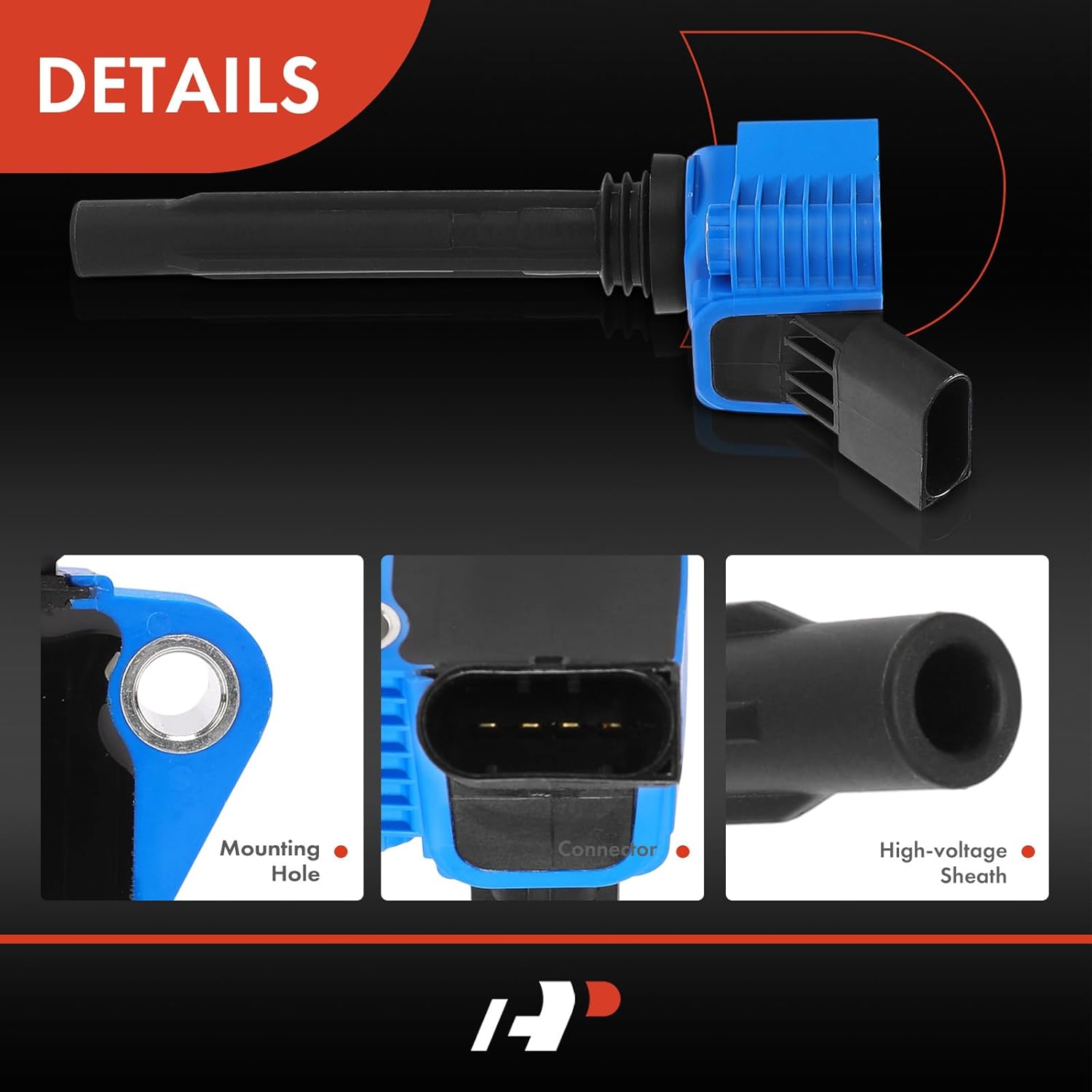A-Premium (Blue) Engine Ignition Coil Pack Compatible with Volkswagen Jetta, Passat, Golf, Tiguan, Beetle, Atlas & Audi A4, Q5, Q7, A6, A3, Q3, A5 A8 TT Quattro, A7 RS7 Sportback, 4-PC Set