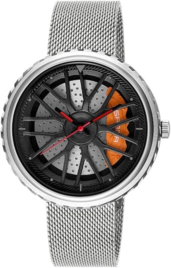 GORBEN Unique Watch for Men Car Wheel Pattern Quartz Fashion Steel Mesh Strap Clock Relogio Masculine