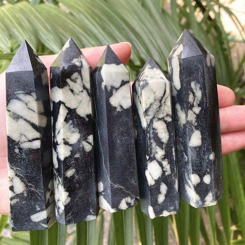 Natural Chrysanthemum Stone Healing Crystal Wand Point 65mm-75mm for Fengshui Decoration 3pc