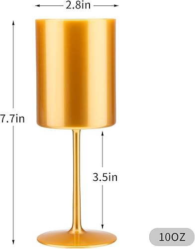 Miniatura 6 de Paquete de 24 copas de vino de plástico de 10 onzas, grandes y reutilizables, copas de champán vintage con tallo, vasos acrílicos inastillables para