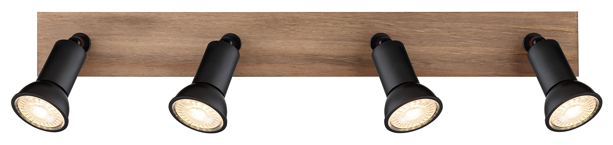 Deckenstrahler 4 Flammig Schwenkbar - Deckenleuchte mit 4 Spots Schwarz Holz Optik - Deckenlampe Wohnzimmer Modern - Strahler Küche Fassung GU10