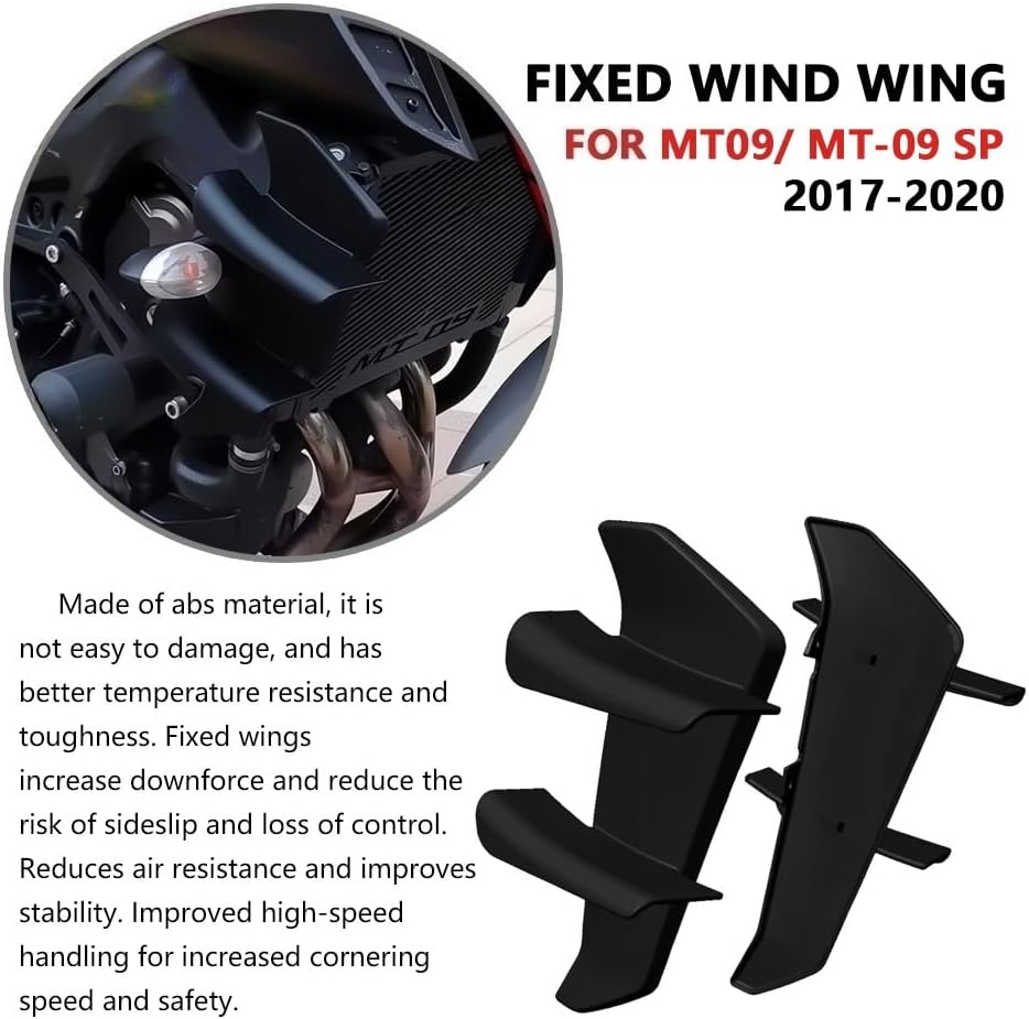for MT-09 MT-09 SP mt09 mt09sp 2020 2019 2018 2017 Accessories Fixed Wing Motorcycle Spoiler Fixed Wing Flying Wing aerodynamic Fairing Wind Knife Decoration