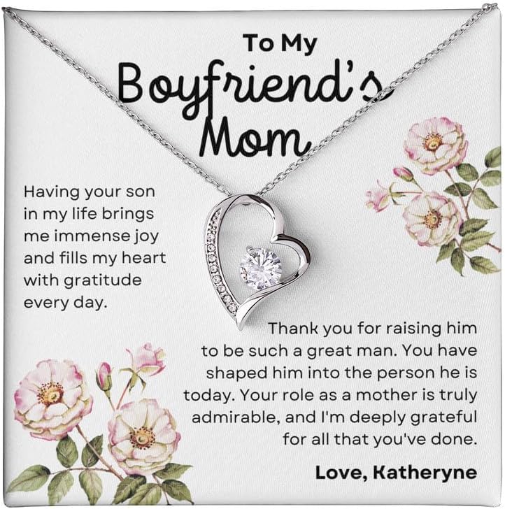 Boyfriend's Mom Necklace Message Card Box Alluring Standard - Having Your Son In My Life - Meaningful Birthday for Soon to be Mother In Law