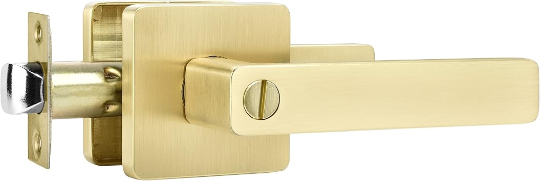 Leydebong Keyless Interior Door Handles, Gold Bedroom Door Knobs with Lock