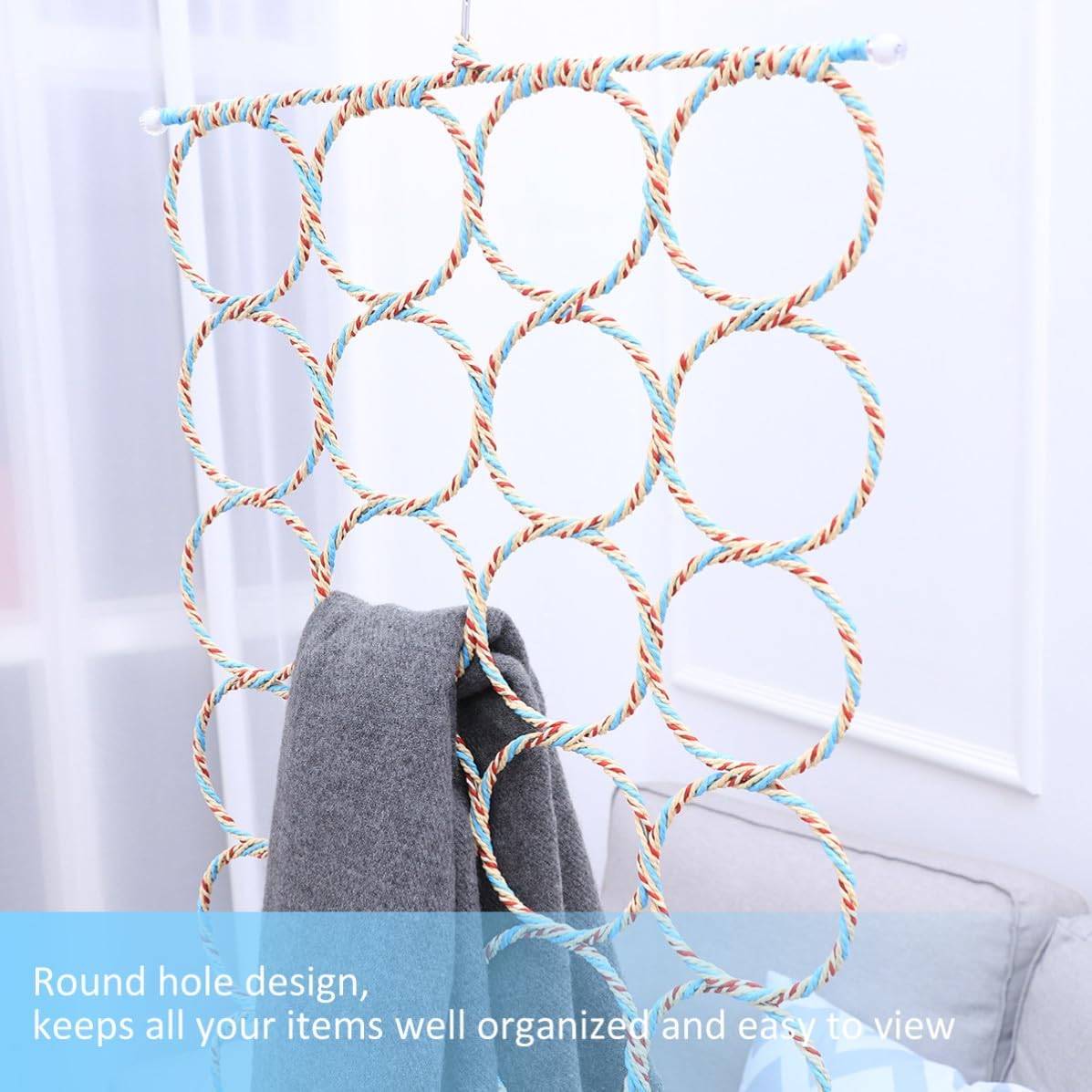 2Pcs 28 Circle Plastic Scarf Rack Tie Rack for Closet Belt Storage