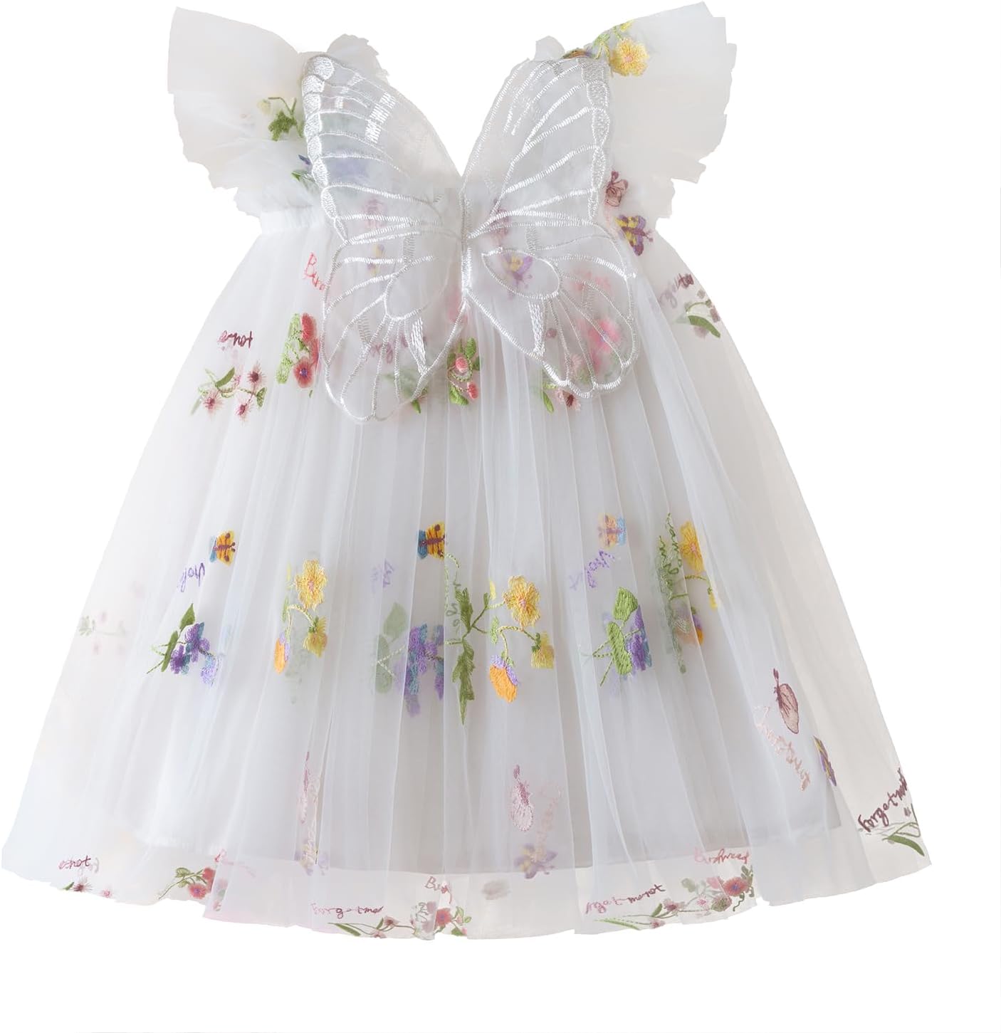 Vestito da bambina in tulle con caviglia e fiori, da principessa e fata, per compleanno, per bambini - Italia
