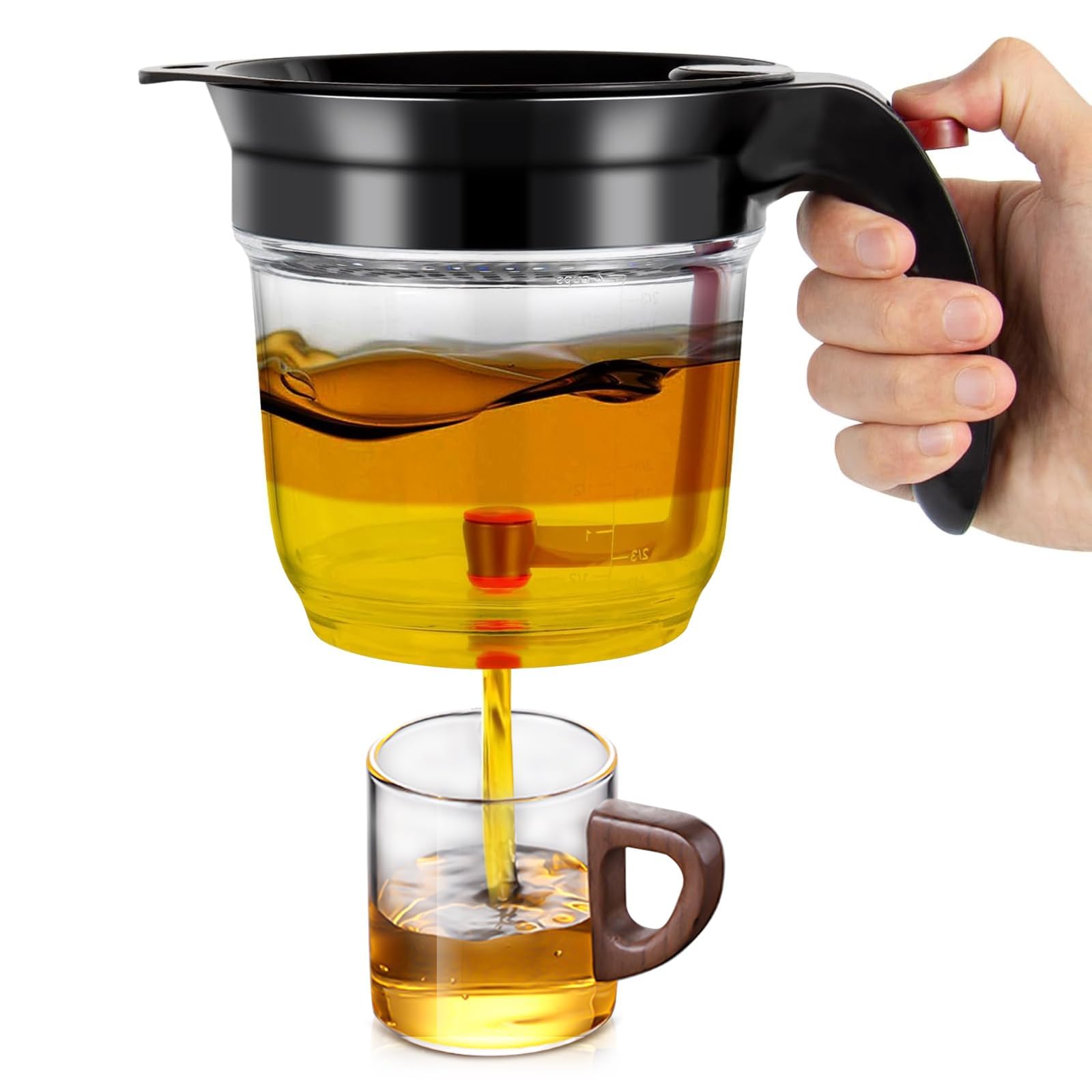 Separatore di Grassi 1000 ml con Filtro e Rilascio Inferiore – Separatore di Grasso Cucina per sughi, zuppe e brodi, facile separazione di olio e liquidi, utensile da cucina pratico per casa carne