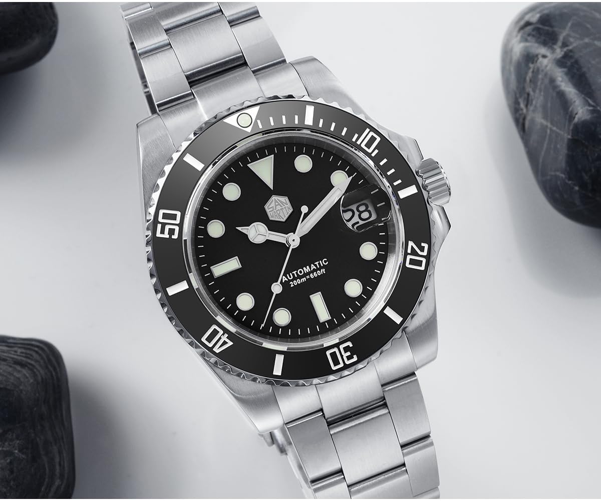 San Martin Diver Ghost luksusowe męskie zegarki szafirowe kryształ NH35 automatyczne mechaniczne zegarki na rękę ze stali nierdzewnej