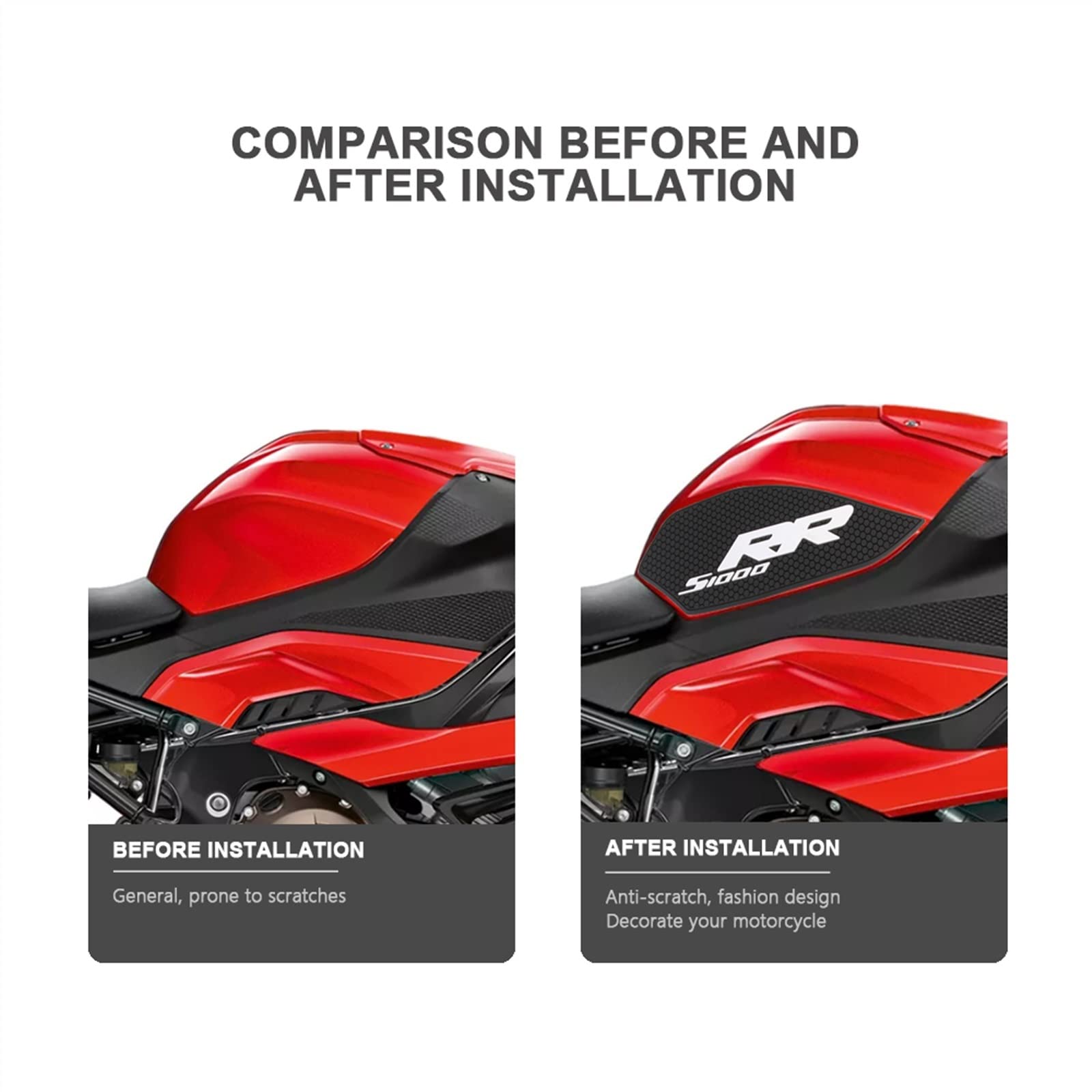 Motorrad Aufkleber Wasserdichtes Rutschfestes Tankpad S1000RR 2022 Zubehör Für BMW S1000 S 1000 RR 1000RR 2019 2020 2021 2023 (Color : Red)