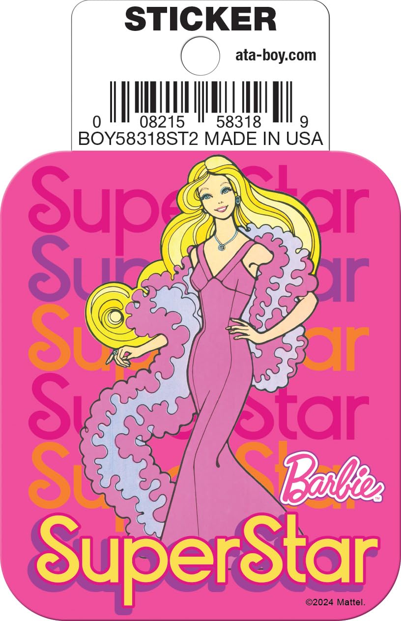 Autocollant Barbie Superstar Ata-Boy de 7,6 cm pour customisation