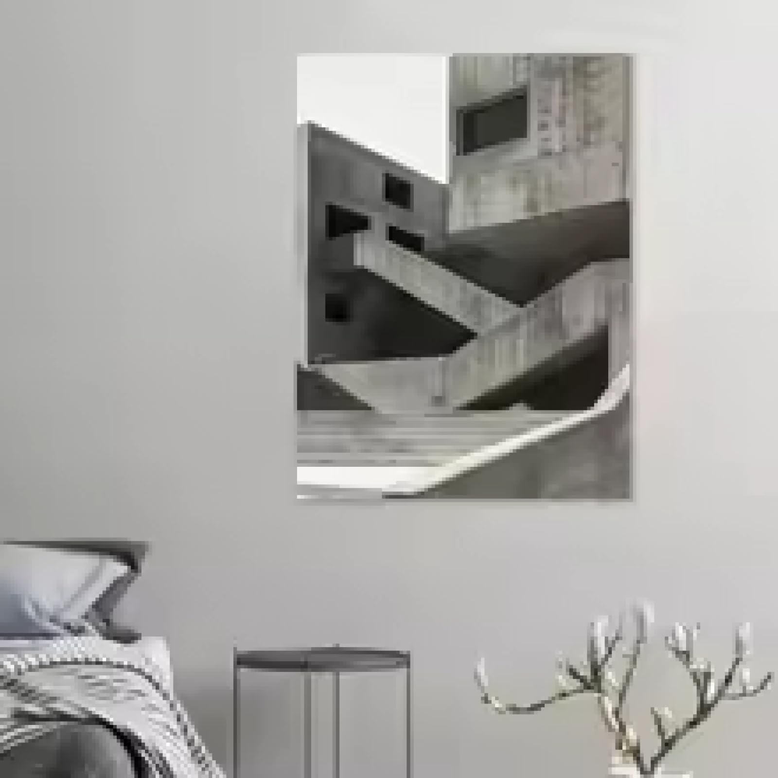 XINBAO Brutalistyczna architektura plakat vintage lata 60-te fotografia betonowy budynek płótno malarstwo sztuka ścienna do pokoju wystrój domu 80 x 110 cm bez ramy