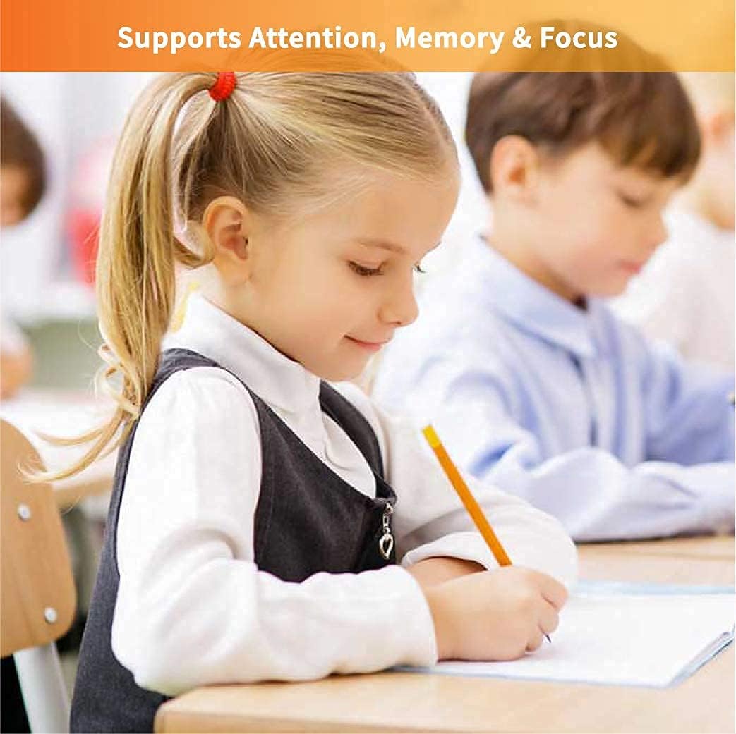 Kids Nutritional Brain Boost Supplement- Support Child Memory, Focus, Attention, Calmness, Brain, Immune, Vision, Heart Health- Omega 3 Fish Oil, Vitamin C, Turmeric, Resveratrol- Liquid Pouch