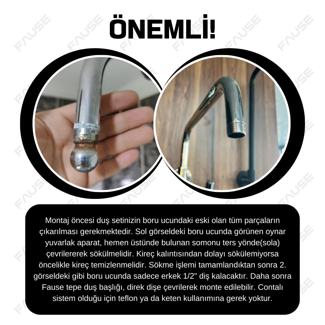 Fause Tepe Duş Başlığı Kare Slim 304 Metal 20x20 cm KTD101