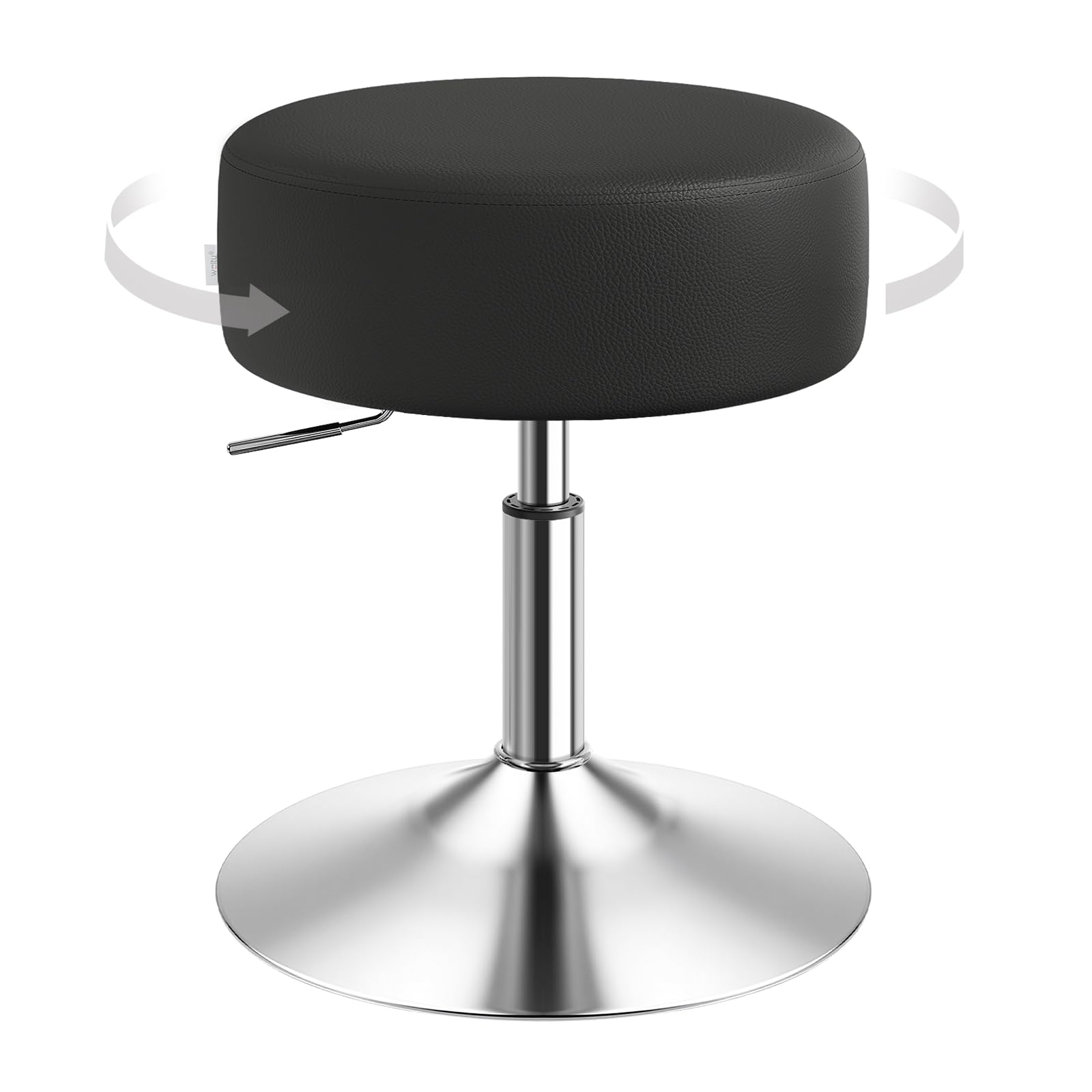 WOLTU Schminktisch Hocker, Schminkstuhl, Barhocker Rund, Höhenverstellbar, 360° Drehbar mit Verdickter Polsterung, Kunstleder Bequemstuhl für Schminktisch, Schlafzimmer, Esszimmer, Schwarz