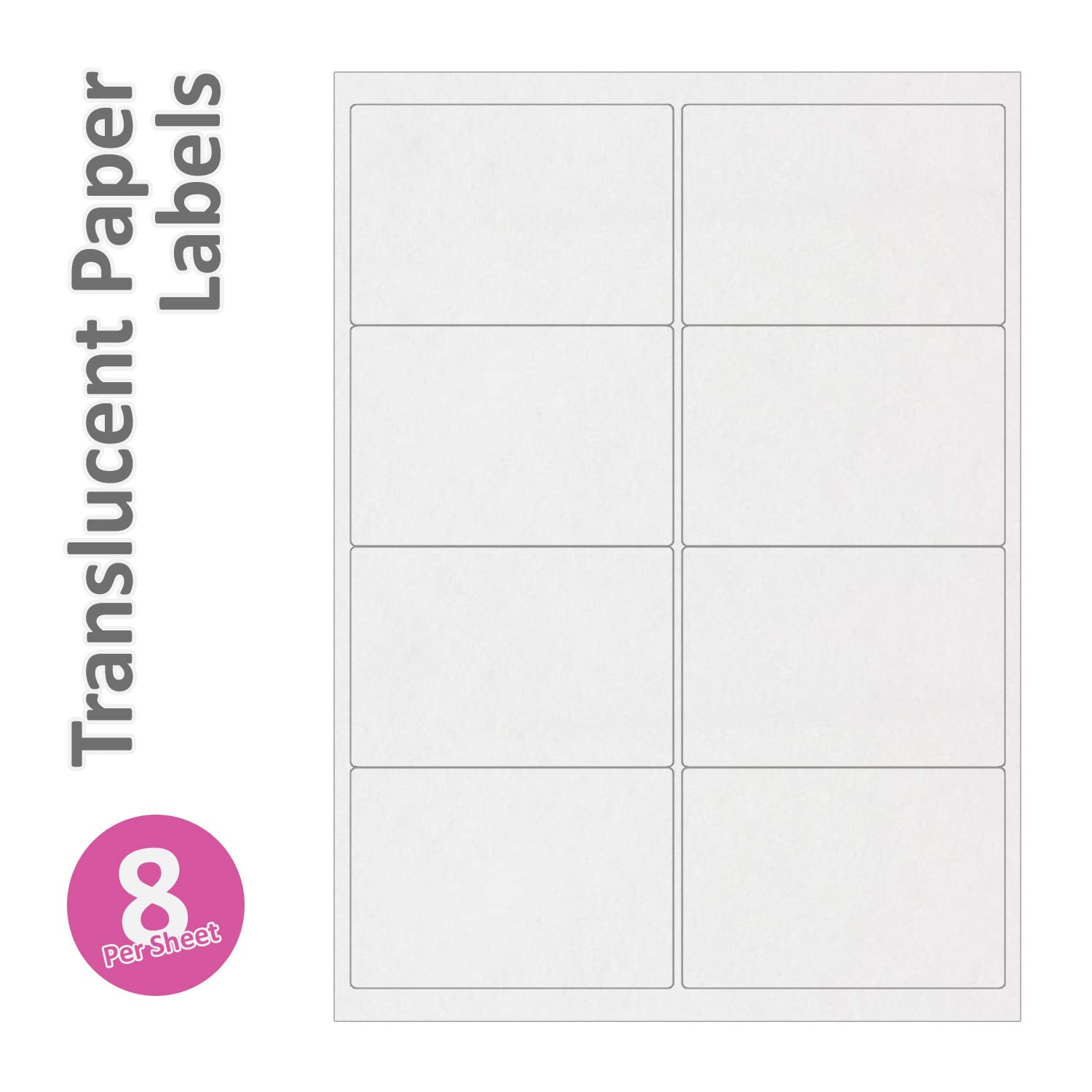 Label Planet® 8 Per Page/Sheet, 100 Sheets (800 Translucent Paper Sticky Labels), Label Planet Self-Adhesive A4 Address Shipping Stickers, for Laser Printer, UK LP8/99TP, 99.1 x 67.7mm