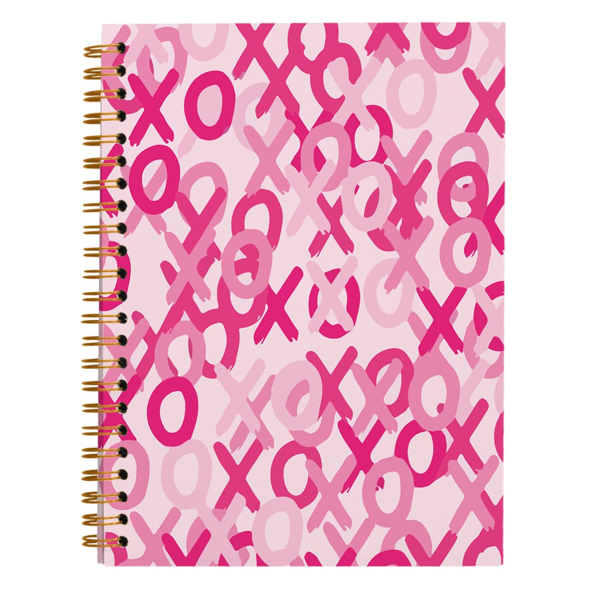 hold fizzhold fizz Preppy Pink Notebook Journal - Trendy XOXO Aesthetic Journal Notebook for Girls Note Taking Work, College Ruled Hardcover Spiral Notebook 5.5 x 8.3