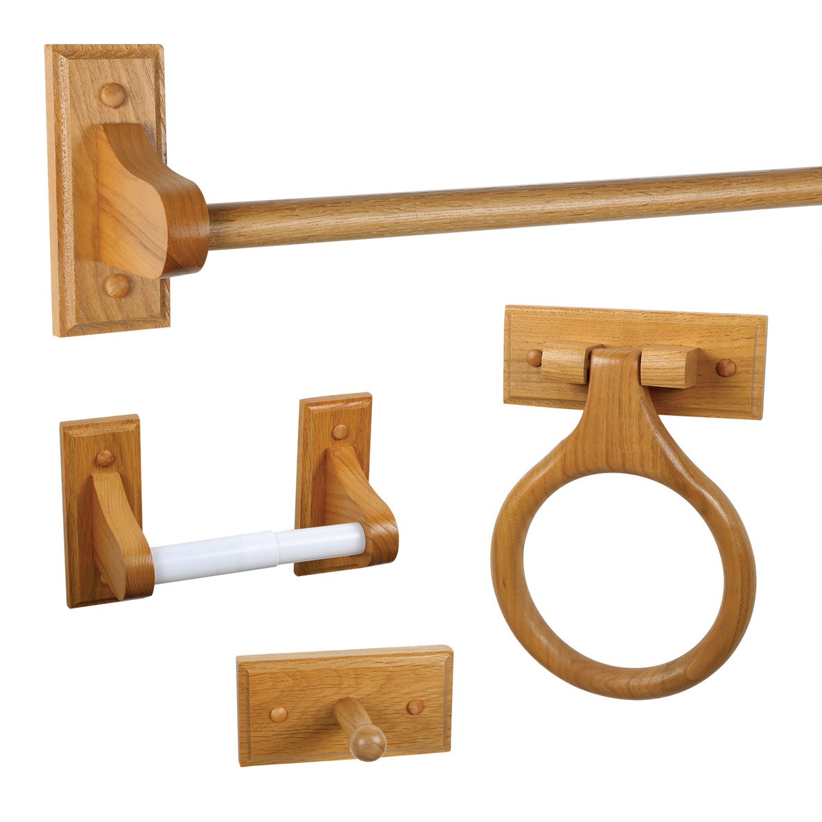 Design House561258 Dalton 4-Piece Bathroom Accessory Kit, Honey Oak Finish