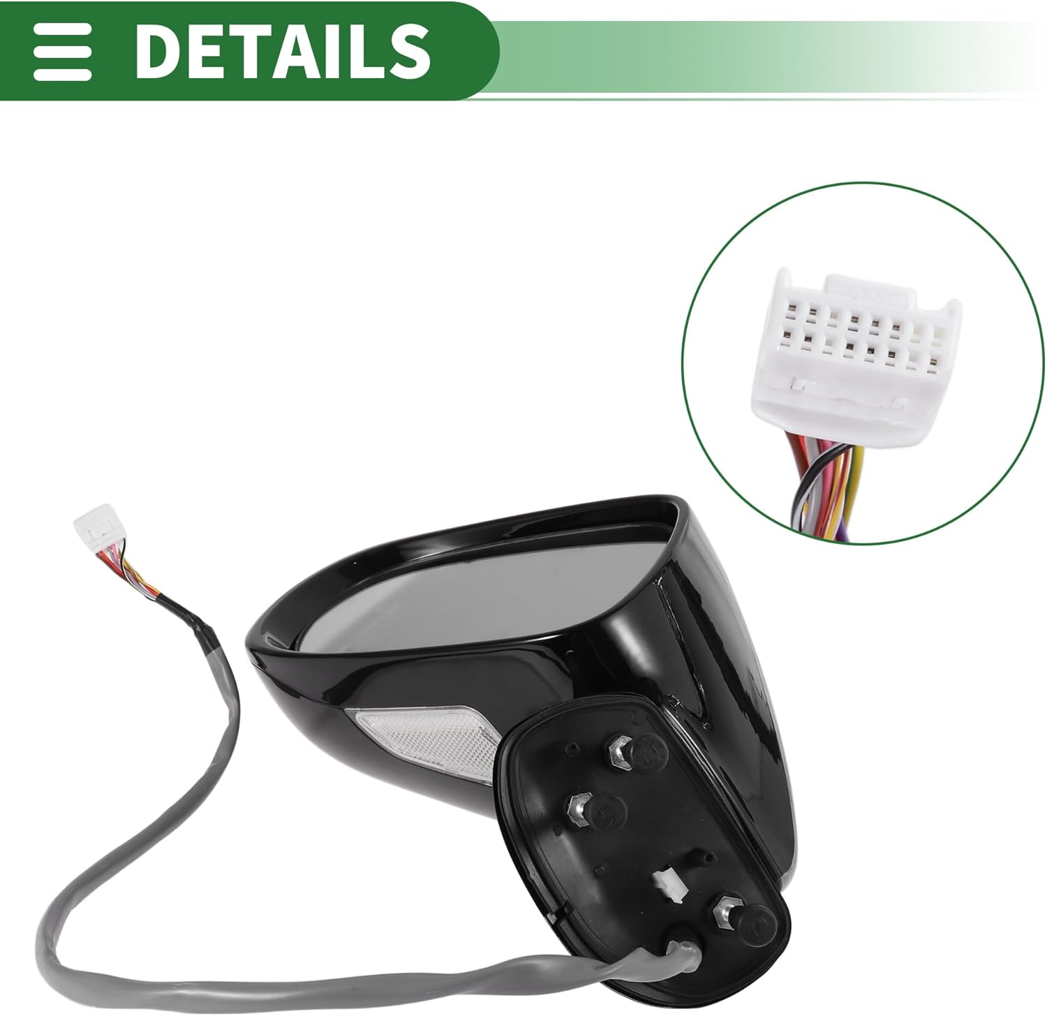 Motoforti 11 Pins Left Driver Side Door Mirror Replacement for Lexus ES350 2010-2012 Side View Mirror Assembly Electric Heating Manual Bright Black No.LX1320135