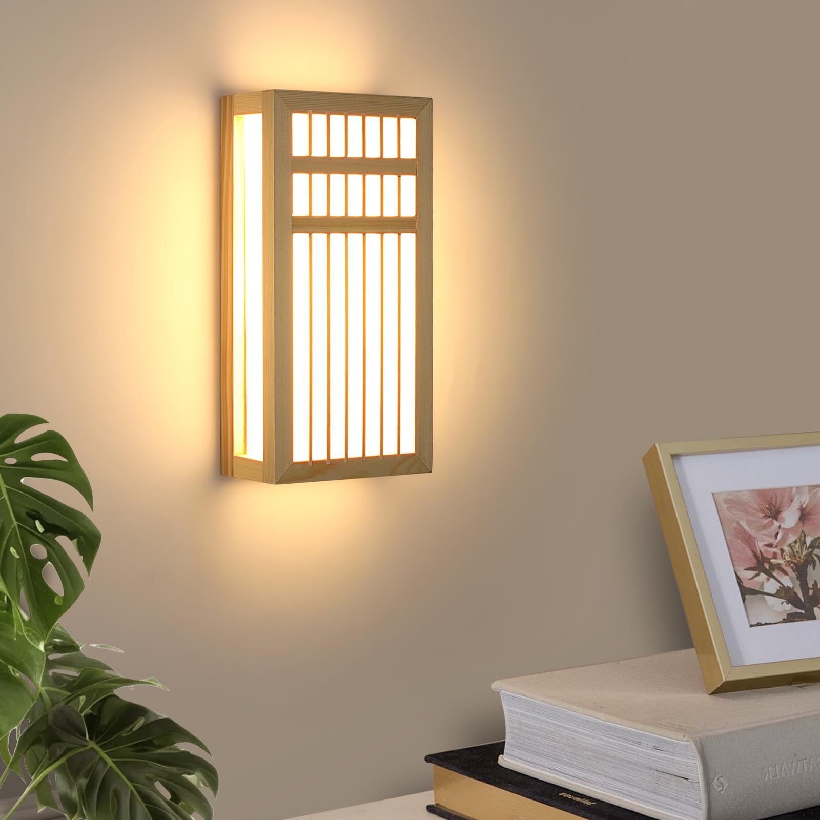 Goeco Applique Murale Intérieure Bois Carré, 18W 30CM 3000K