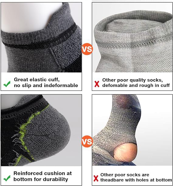 JOYNÉE 6 Pairs Mens Ankle Running Socks Men Low Cut Athletic Socks with Cushion3