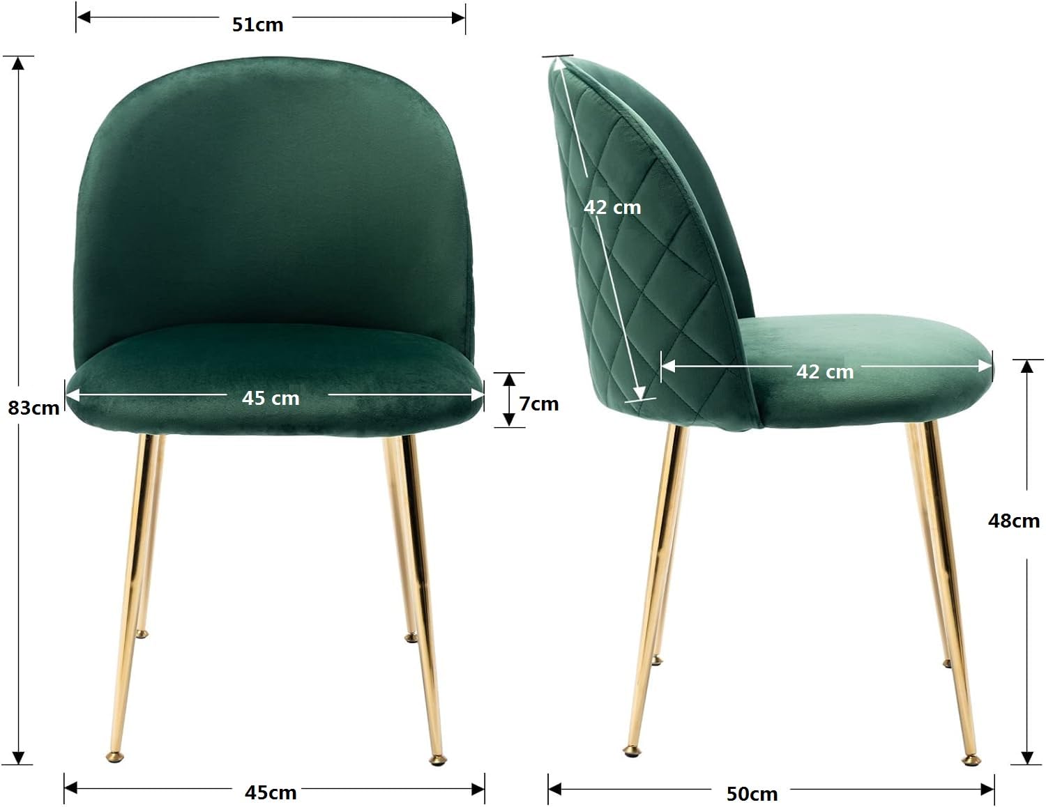 Ensemble Table a Manger avec 4 Chaises Tables Ronde 80cm et Chaises Velours pour Cuisine, Salle à Manger et Salon (4 chaises Vert + Table Ronde)