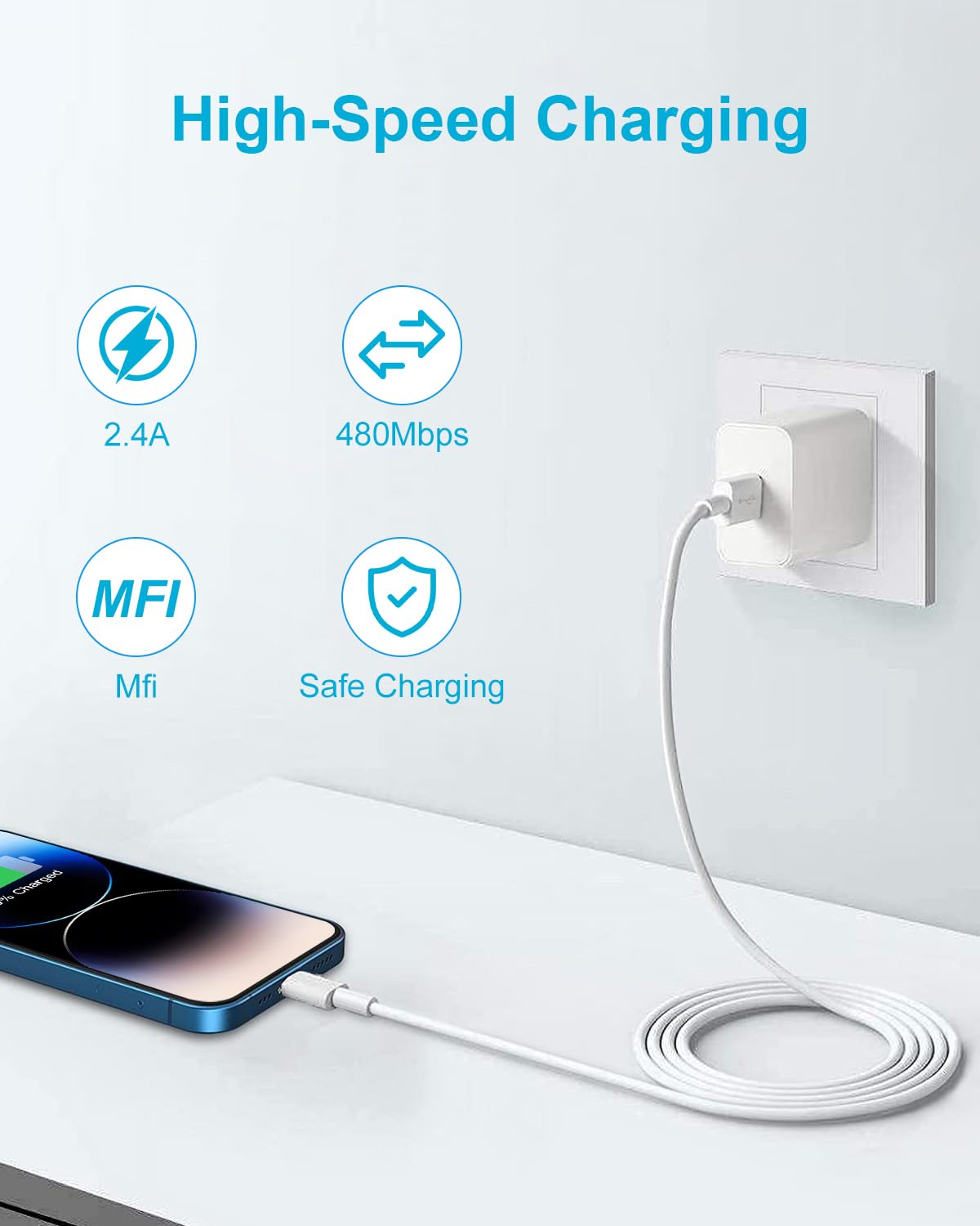 Cable USB C vers Lightning 2M/Lot de 2, Certifié MFi Câble Lightning USB C Cable iPhone 2M Charge Rapide Câble iPad Fil Chargeur iPhone Cordon pour Apple 14 13 12 Pro Max Mini/11/XS/X/XR/8Plus/2020 SE