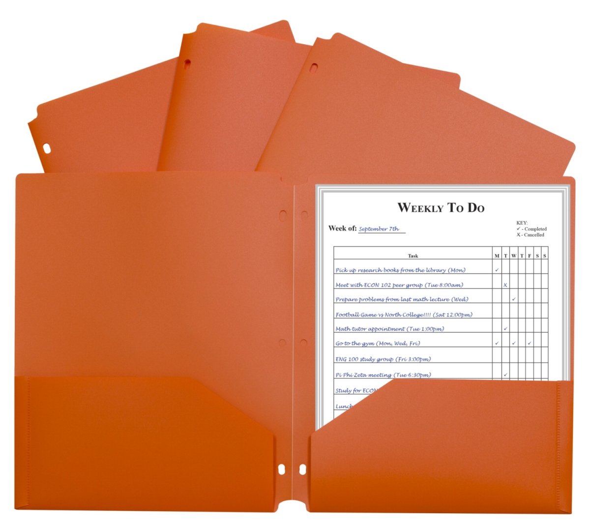 C-Line Two-Pocket Poly Portfolio with Three-Hole Punch, Orange