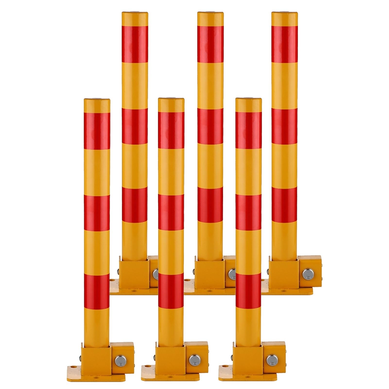HCZKIUJY Heavy-Duty Steel Safety Bollard for Secure Traffic Delineation in Sensitive Areas (Red 6PCS)