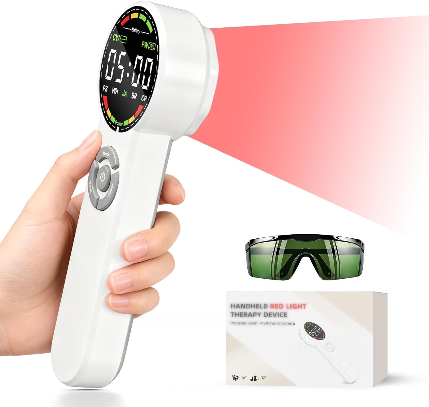 Handheld Red Light Therapy Device – Near Infrared Wand for Face & Body with 5 Modes and 21 LEDs, Portable Red Light Therapy for Knee, Shoulder, Back, Joint and Muscle Pain Relief