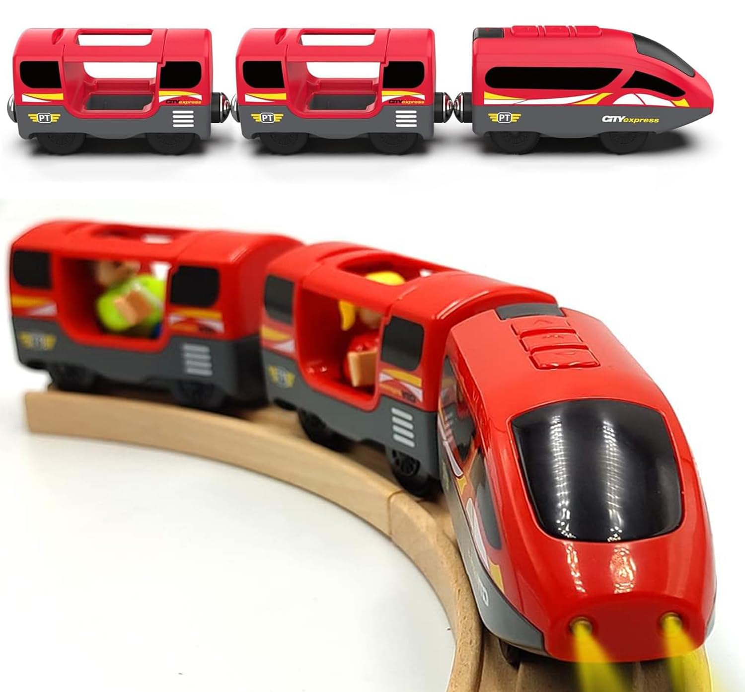 TOPLIVING Trains Track Accessories Battery Operated Locomotive Trains, Motorized Train for Wooden Tracks, Powerful Engine Trains Vehicles Fits All Major Brands of Railway System