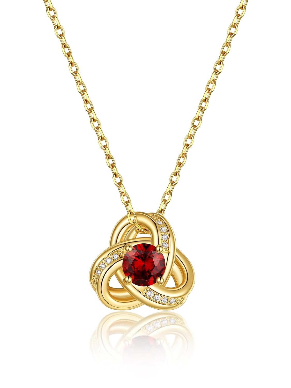 KeyStyle Love Knot Birthstone Necklace for Women, Gold Infinity Crystal Charm Birthstone Anniversary Jewelry for Her, Birthday Necklaces for Mother Wife Grandma BFF (with Gift Box)