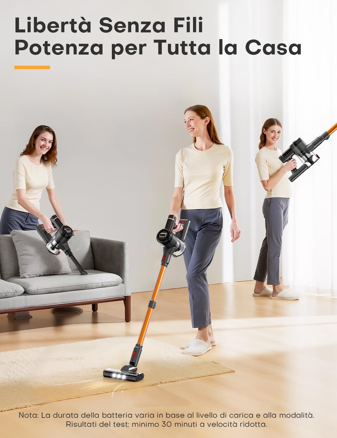 Leyvone Aspirapolvere Senza Fili, 300W/25KPa/30 Min, Spazzola Anti-Groviglio, Display LED, Filtrazione a 5 Stadi, Svuotamento Polvere con un Click, per Pelucchi di Animali, Pavimenti Duri e Tappeti