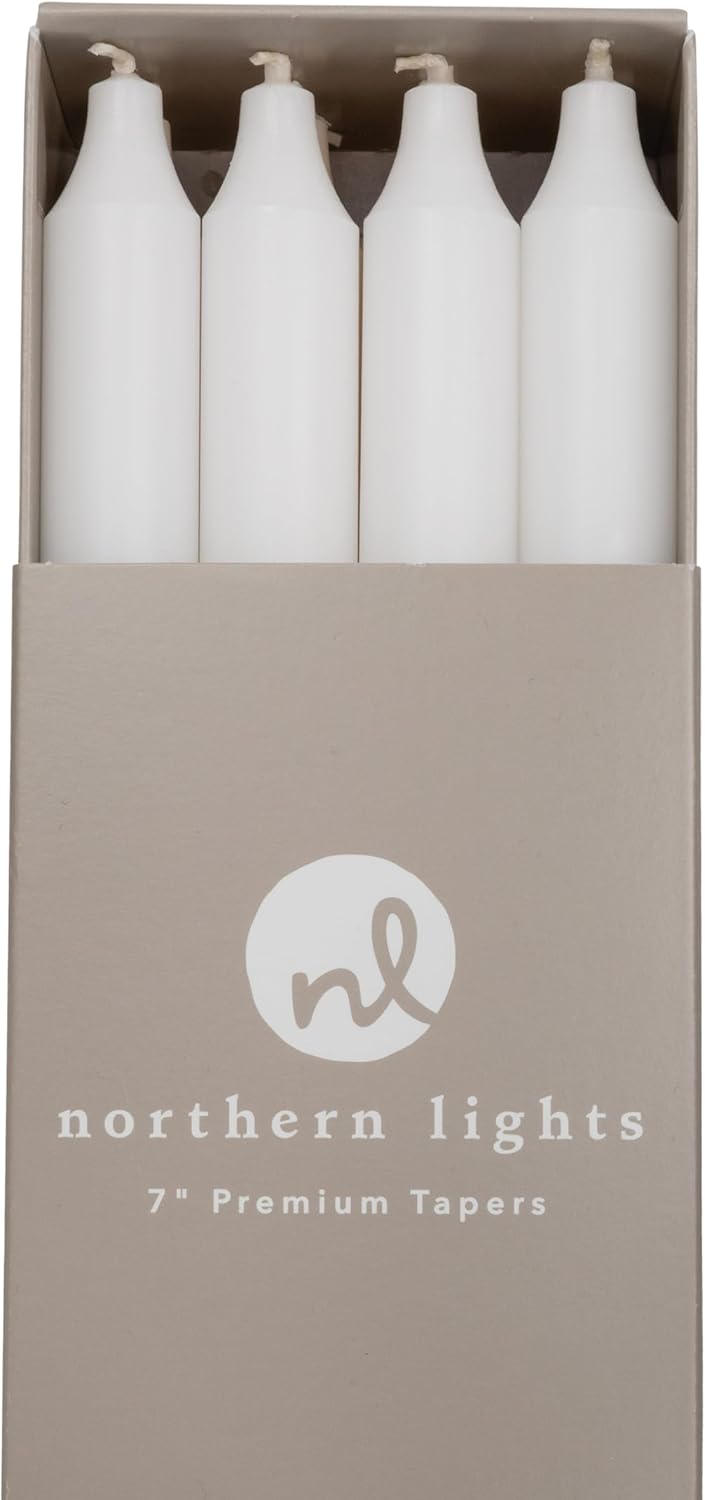 Northern Lights Candles - 7" 12pk Tapers - Pure White - 71724