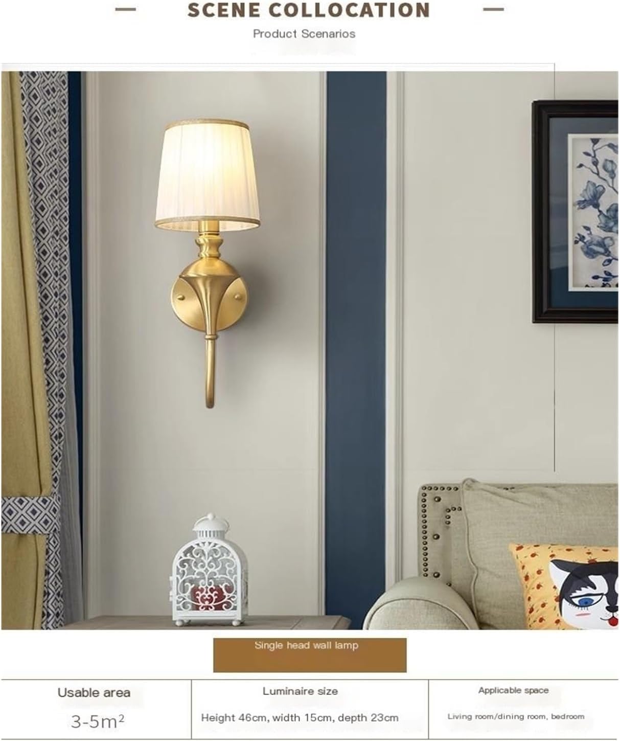 Countryside Retro Wall Light Living Room Fabrics Iron Bedside Bedside Lamps