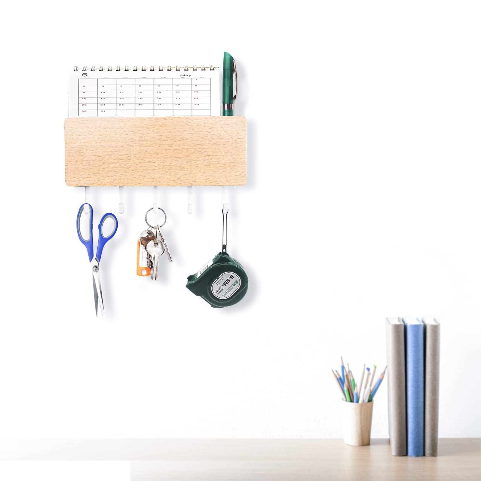 Echehi Colgador Llaves Con 5 Ganchos, Cuelga Llaves Pared Fáciles de Instalar, Colgador Llaves Pared Pequeño, Perchero, Estante Para Cartas, Adecuado Para Areas de Entrada y Detrás de Puertas. Blanco
