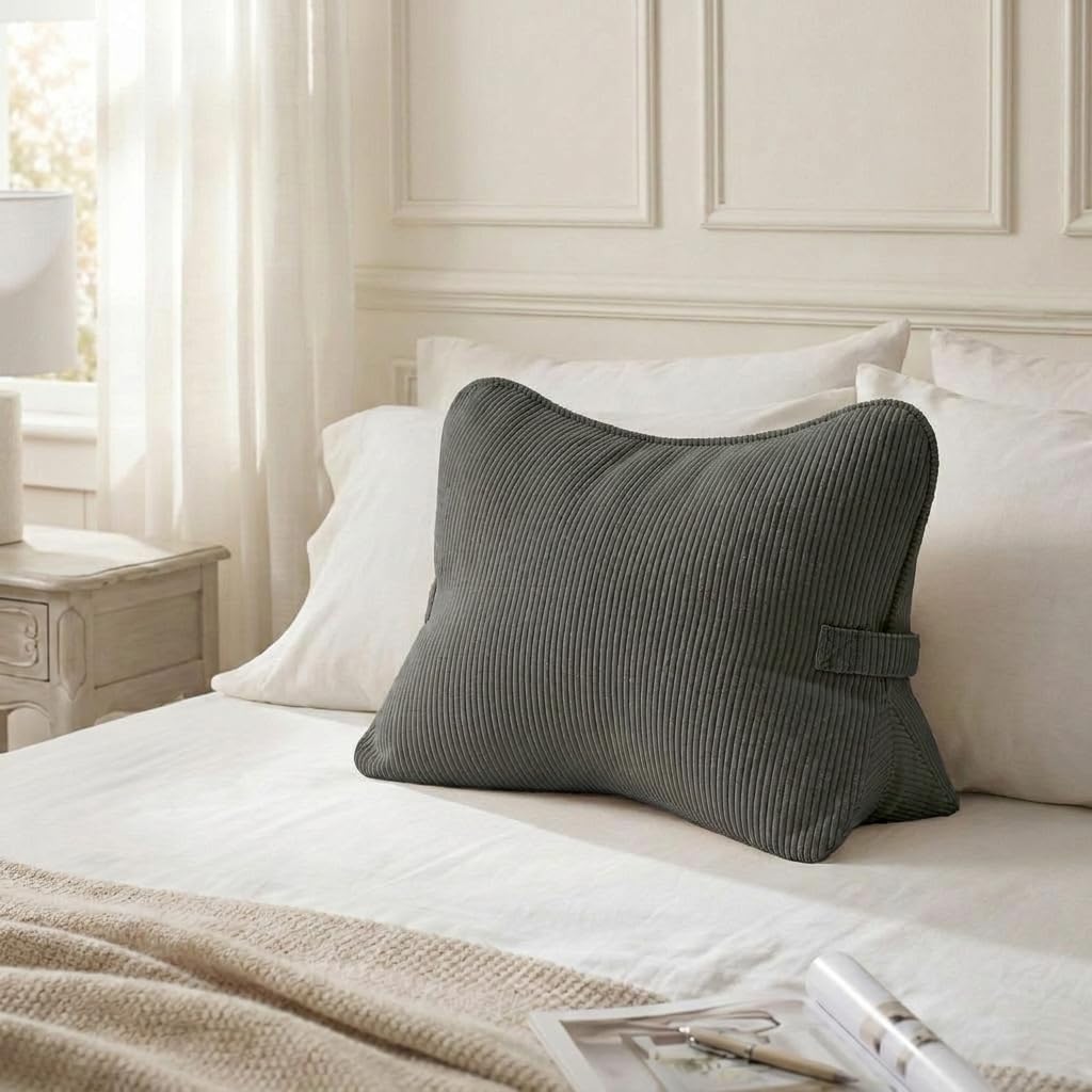 LIANSHANGNI Reading Pillows for Bed,Lumbar Support Back Pillow for Couch, Gray, Standard - Image 2