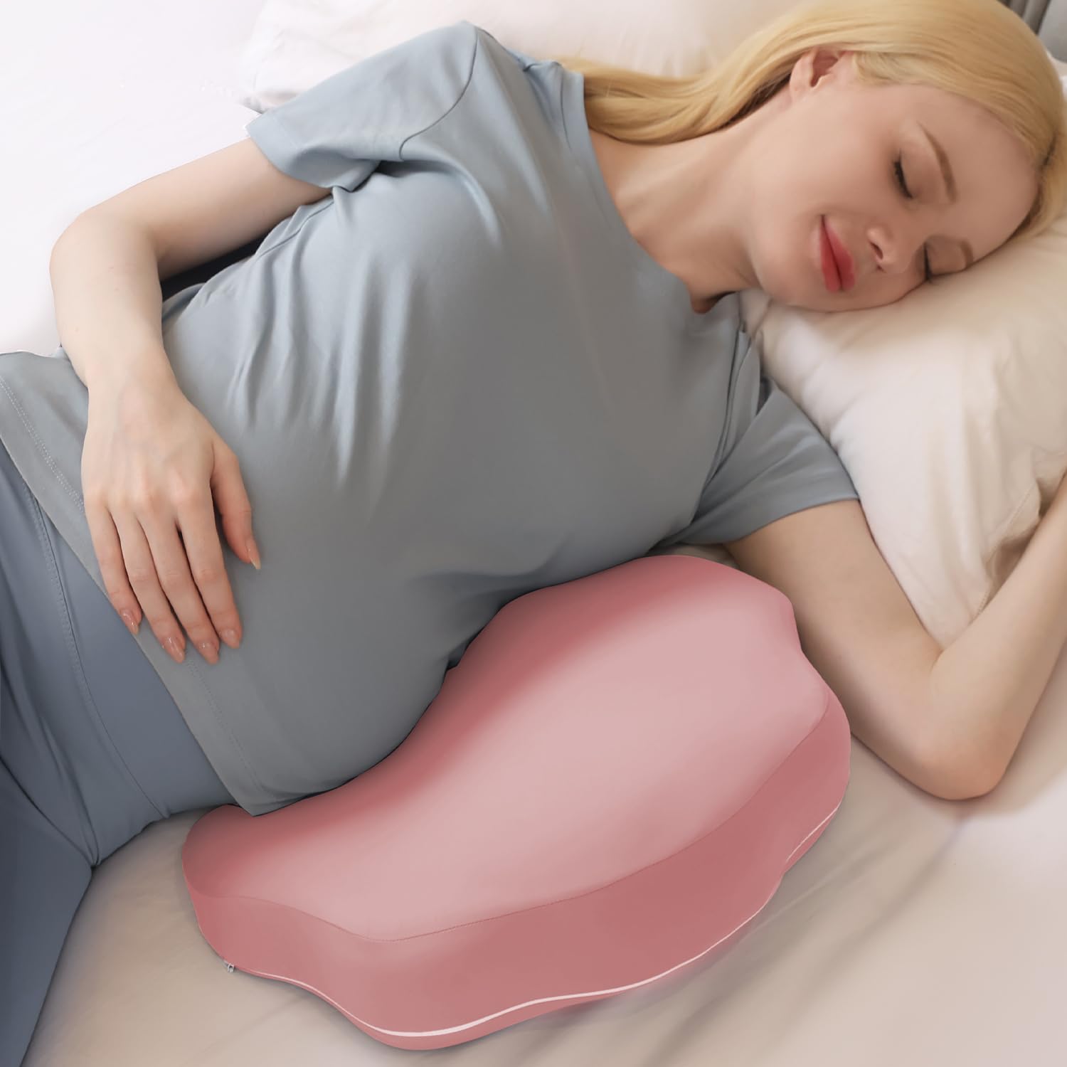 Chilling Home Schwangerschaftskissen zum Schlafen, Memory Foam Schwangerschaftskissen für Bauch, Rücken, Verstellbares und Tragbares Körperkissen für Seitenschläfer (Rot)