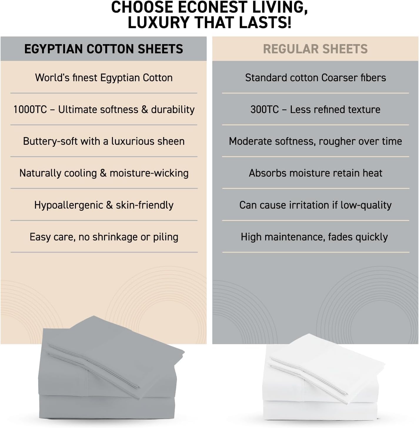 Luxury Egyptian Cotton Queen Size Sheet Set - 1000 Thread Count 6 Piece Queen Sheets with 4 Pillowcases, Soft, Cooling Sateen Weave Bed Sheets - Fits Upto 16” Deep Pocket - Light Gray - Image 7