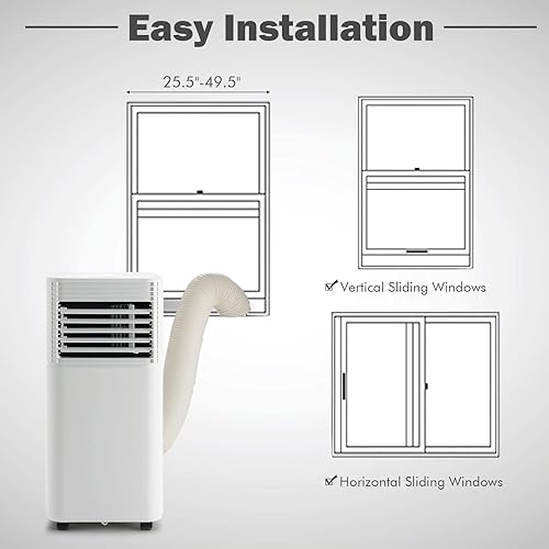 Miniatura 6 de PETSITE Aire acondicionado portátil, unidad de refrigeración de CA de 8000 BTU para habitación, unidad de CA 3 en 1 con modo de enfriador de aire,