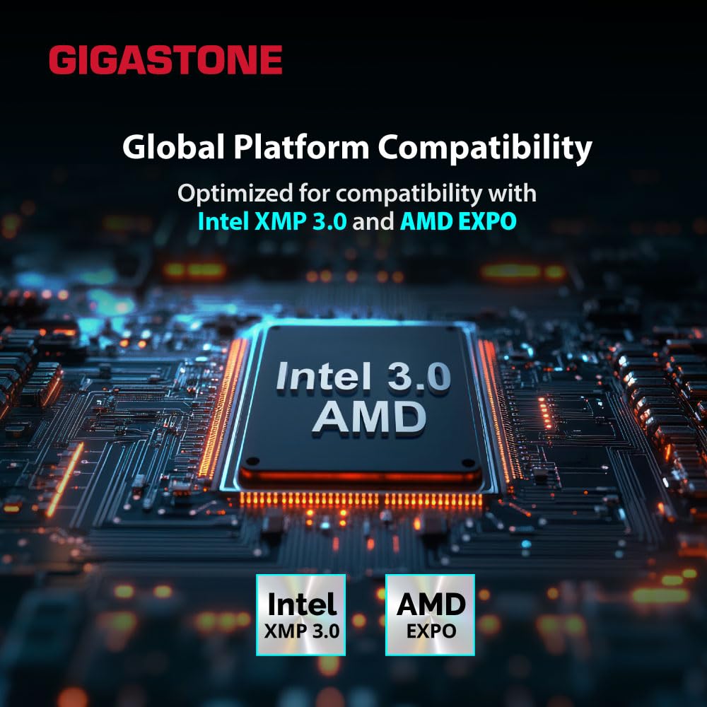 【RGB DDR5 RAM】 GIGASTONE Game Turbo 32GB Kit(2x16GB) DDR5 6400MHz PC5-51200 CL 40-40-40-84 Intel XMP 3.0 AMD Expo 1.35V UDIMM 288pin Non bufferizzata Rosso Non ECC Memoria ad alte prestazioni per PC