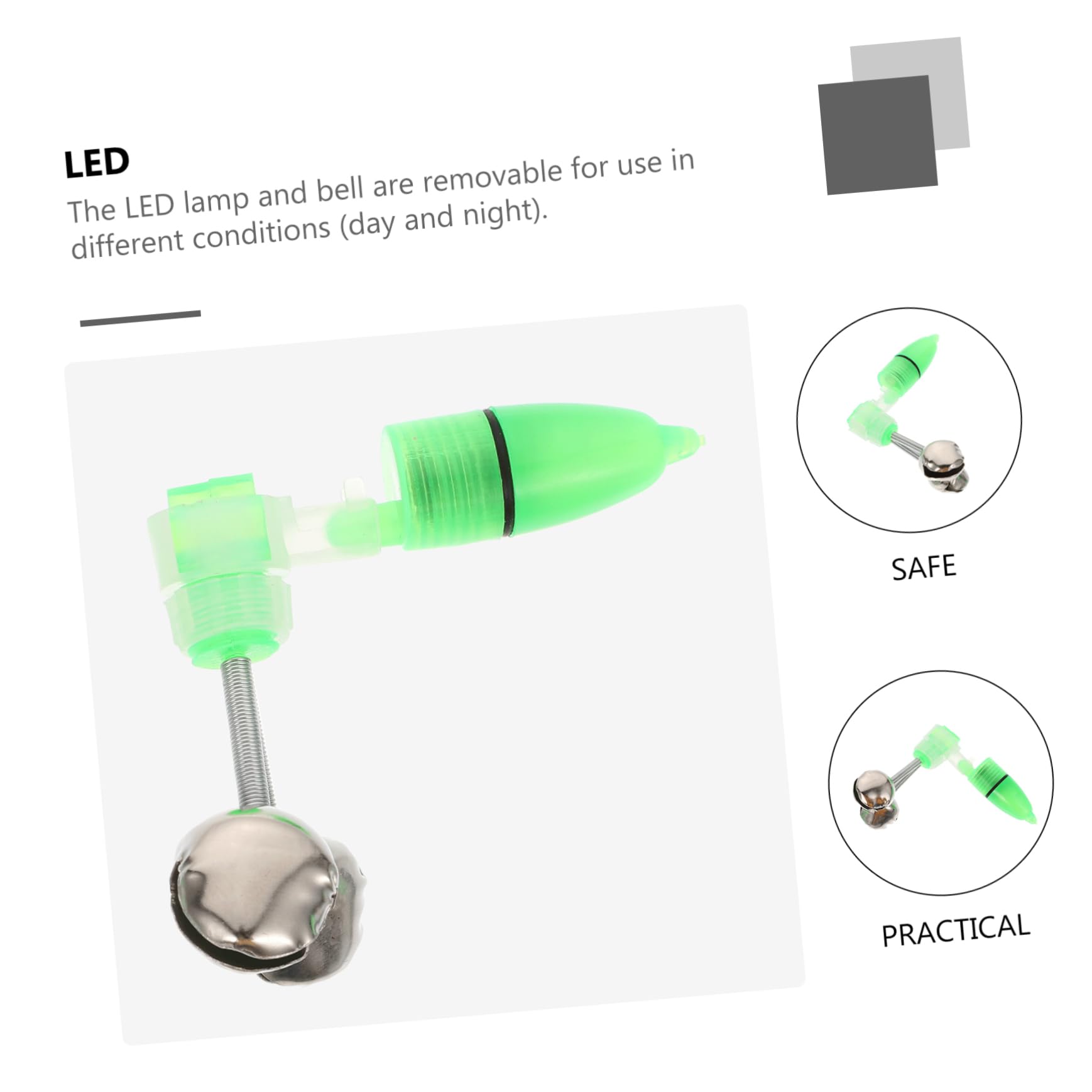 Hemoton Fishing Rod Bells 20 Sets Bait Alarms Led Night Fishing Accessories Fish Wire Indicators